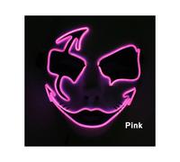 (Pink 2) Neon Light LED Mask LED Halloween Scary Mask Cosplay Party Masque Masquerade