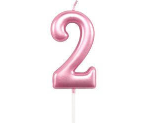 Pink 2 Number Candle Boys Birthday Wedding Anniversary New Year Party Cake Decorations Topper