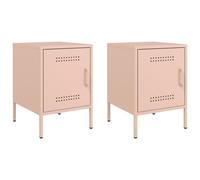 (pink, 2 pcs) vidaXL Bedside Cabinet Bedroom Nightstand Bed Side Table Bed Cabinet Steel