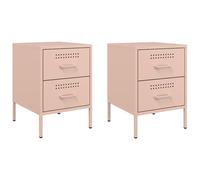 (pink, 2 pcs) vidaXL Bedside Cabinet Nightstand Bed Table Bed Cabinet Mustard Yellow Steel