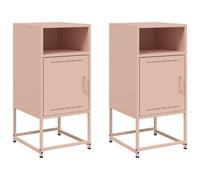 (pink, 2 pcs) vidaXL Bedside Cabinet Nightstand Bed Table Bed Cabinet Mustard Yellow Steel
