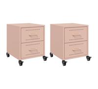 (pink, 2 pcs) vidaXL Bedside Cabinet Nightstand Bed Table Bed Cabinet Olive Green Steel