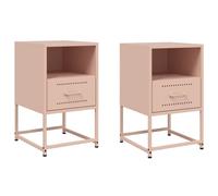 (pink, 2 pcs) vidaXL Bedside Cabinet Nightstand Side Table Bed Cabinet Bed Table White Steel