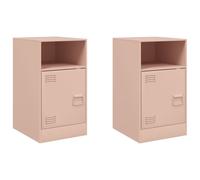 (pink, 2 pcs) vidaXL Bedside Cabinets Bed Table Nightstand Side Table Bed Cabinet Steel