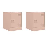 (pink, 2 pcs) vidaXL Bedside Cabinets Nightstand Bed Side Cabinet 2 pcs Olive Green Steel