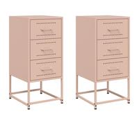 (pink, 2 pcs) vidaXL Bedside Cabinets Nightstand Bed Table Bed Cabinet 2 pcs Black Steel