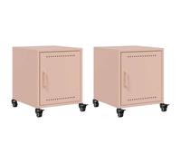 (pink, 2 pcs) vidaXL Bedside Cabinets Nightstand Bed Table Bed Cabinet 2 pcs Pink Steel
