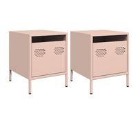(pink, 2 pcs) vidaXL Bedside Cabinets Nightstand Side Table Bed Table Bed CabinetÂ Steel