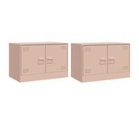 vidaXL TV Cabinets 2 pcs Pink 67x39x44 cm Steel