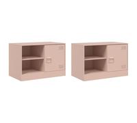 (pink, 2 pcs) vidaXL TV Cabinet TV Stand TV Unit Entertainment Centre Media Cabinet Steel