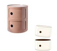 Pink 2-Tier Round Storage Cabinet with 2/3/4 Sliding Drawers, Modular ABS Plastic nizer, Versatile Bathroom Tabletop Storage Solution
