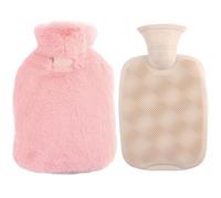 Pink 2000ml Plush Hot Water Bottle Hand Warmer | Portable School Travel Use, Plush Pvc Cover Included, Lovely Exterior Design, Large Capacity Winter Pouch