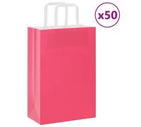 (pink, 21 x 11 x 31 cm) vidaXL Paper Bags 50 pcs with Handles White 54x15x49 cm Paper Grocery Bag