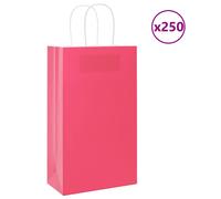 (pink, 21 x 11 x 36 cm) vidaXL Paper Bags 250 pcs with Handles Brown 21x11x36 cm Paper Grocery Bag