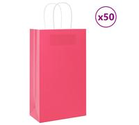 vidaxl kraft paper bags 50pcs - pink paper carrier bags - 21x11x36 cm - sustainable gift shopping party bags with handles