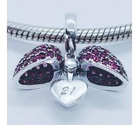 (Pink) 21st Birthday Charm Pendant for Pandora Bracelet or Necklace. 21 Age Charm