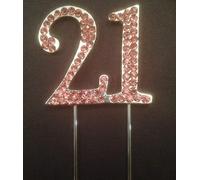 Pink 21ST Birthday Diamante Cake Topper Decoration 21 ST Twenty ONE Anniversary