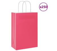 vidaXL Kraft Paper Bags 250 Pieces with Pink Handles 21 x 11 x 31 cm, Paper Bag, Paper Gift Bag, Kraft Paper Gift Bag