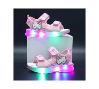(Pink, 26 (Inner 16cm)) 2025 Summer New Baby Girls Led Light Sandals Cute Hello Kitty Children's Casual Shoes Anti-slip Kids Beach Shoes Outdoor Shoes