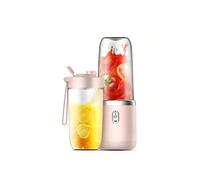 (Pink 2Cups) Portable Juicer Blender 400ml Electric Fruit Juicer USB Charging Lemon Orange Fruit Juicing Cup Smoothie Blender Machine 2cups