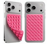 Pink 2PCS Octo budyy Double Sided Silicone Suction Cup Phone Case Mount, Sticky Phone Grip Holder for Hands-Free Selfes & Videos, Reusable Silicone Phone Suction Grip for iPhone & Android