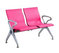 Pink 2Seat Waiting Room ChairsStylish PU Leather Reception Bench for Office Bank Hospital School Barbershop & AirportComfortable Lobby Seating Furniture