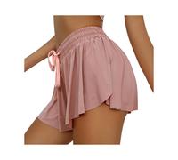 (Pink, 2XL) Women's Yoga Quick Dry Shorts 2 In 1 Sports Running Fitness Workout Gym Breathable Multi Function