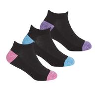 (Pink - 3 Pairs, 4-5.5) Kids Girls Sport Trainer Liners Low Cut Contrast Toe And Heel Everyday Socks Sizes 12.5-3.5 9-12 4-5.5