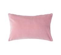 HOMESCAPES Pink Velvet Cushion Cover Super Soft Cotton Velvet Luxury Scatter Cushion Rectangle Plain Dusky Pink Accent Throw Pillow for Sofa and Bed Decoration with Hidden Zipper, 30 x 50 cm