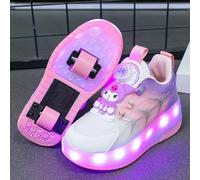 (pink, 30Inner length18.8cm) 2024 Hot Hello Kitty Sanrio Kuromi Stitch Heelys Child Cute Roller Skates Kuromi Sports Skates Flashing Light Girls Xmas Gifts
