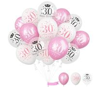 Pink 30th Birthday Decorations for Women, Pack of 15 Happy 30th Birthday Balloons Pink White Transparent Latex Balloons Decor for Age 30 Year Old Lady Birthday Celebration Party Decorations Supplies