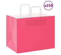 vidaXL Kraft Paper Bags - Recyclable Pink Gift/Shopping Bags with Handles - 250 pcs 32x22x24 cm - Sustainable Packaging