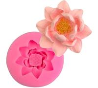 Pink 3D Flower Lotus Silicone Mold for DIY Cupcake Cake Topper Decoration, Jelly Shots Fondant Mold Crystal Handmade Ice Cream Soap Mould, Gum Paste Molds
