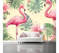 Pink 3D Mural Wallpaper Children's Room, Retro Nostalgia Tropical Pineapples Flamingos Non-Woven Photo Wallpaper Bedroom Wall Decoration - 200 x 140 cm Wall Murals for Living Room Home Interiors