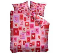 Pink 3D Printed Duvet Cover Set Double 200x200 cm Valentine'S Day Love Heart, Bedding 3 Pcs Sets, Soft Easy Care Polycotton Quilt Covers Set, Kids Adults Bedroom Decor Bed Covers