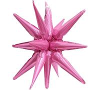 Pink 3D Spike Star Foil Balloon - Large Hanging Starburst Balloon Decoration for Birthday Party, Wedding, Christmas, New Year, Baby Shower & Event Décor, 45cm (2 Pack)