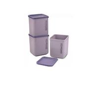 Pink 3Pc Square Plastic Tea Coffee Sugar Kitchen Storage Airtight Canister Jars Pots