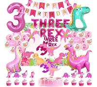 Pink 3rd Dinosaur BackdropParty Supplies
