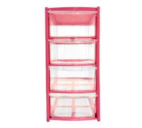(Pink) 4 Drawer Desktop Storage Tower Unit with Clear Drawers for Home, Office
