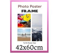 Pink 42 x 60 cm Poster Frames - Large MDF Wooden Frames 60x42 cm - Both Ways Wall Hanging Wall Gallery Living Room Photo Picture Frame With Shatterproof Perspex Sheet