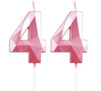 Pink 44th Birthday Candles, Number 44 Happy Birthday Candles, Pink Cake Topper Decorations for Birthday Party, Wedding Anniversary Celebration Supply for Girls Women