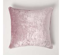 HOMESCAPES Pink Crushed Velvet Cushion Cover 45 x 45 cm Square Modern Scatter Cushion Sofa Bed
