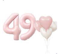 Pink 49 Balloon Number Pastel Pink 49th Birthday Party Decorations for Girls, 40inch Big Dusty Pink Balloon Foil Mylar 49 Birthday Balloon for 49th Birthday Anniversary Decorations (Number 49 Balloon)