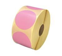 Pink 50mm Diameter Circular Direct Thermal Labels, 2 Rolls / 1,000 per roll, Permanent Adhesive, Compatible with Zebra, Citizen, Munbyn, TSC, etc Label Printers (50mm Diameter, 2, Count)