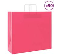 (pink, 54 x 15 x 49 cm) vidaXL Paper Bags 50 pcs with Handles White 54x15x49 cm Paper Grocery Bag