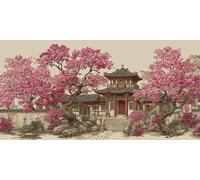 Pink 5d diamond painting kits for adults ,Large Diamond Art House Round Full Drill DIY gem art Mosaic Kits Painting Crafts , Cross Stitch Kits Adults Beginners Christmas Home Room Decor 40x80cm f-105
