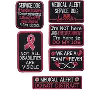 Pink 6 Pcs Service Dog Patches Set, Embroidered Alert K9 Badges with Hook and Loop Backing, Polyester Utility Patch for Dog Harnesses, Collars and Vests, Easy ID for Working Dogs