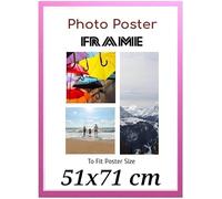 Pink 71 x 51 cm Poster Frames - Large MDF Wooden Frames 51x71 cm - Both Ways Wall Hanging Wall Gallery Living Room Photo Picture Frame With Shatterproof Perspex Sheet