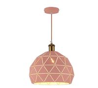 Pink 8.26" Pendant Light girl Lovely E27/E26 Iron Dome Shady Place Ceiling Lighting indoor bedroom Adjustable Hardwired Art Retro Chandelier for Bedroom, Hallway, Living Room