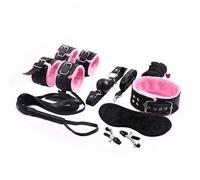 Pink 8-Piece Adjustable Leather Fitness Stretching Training Accessory, Soft Elastic Band For Yoga Practice, Couple Gift